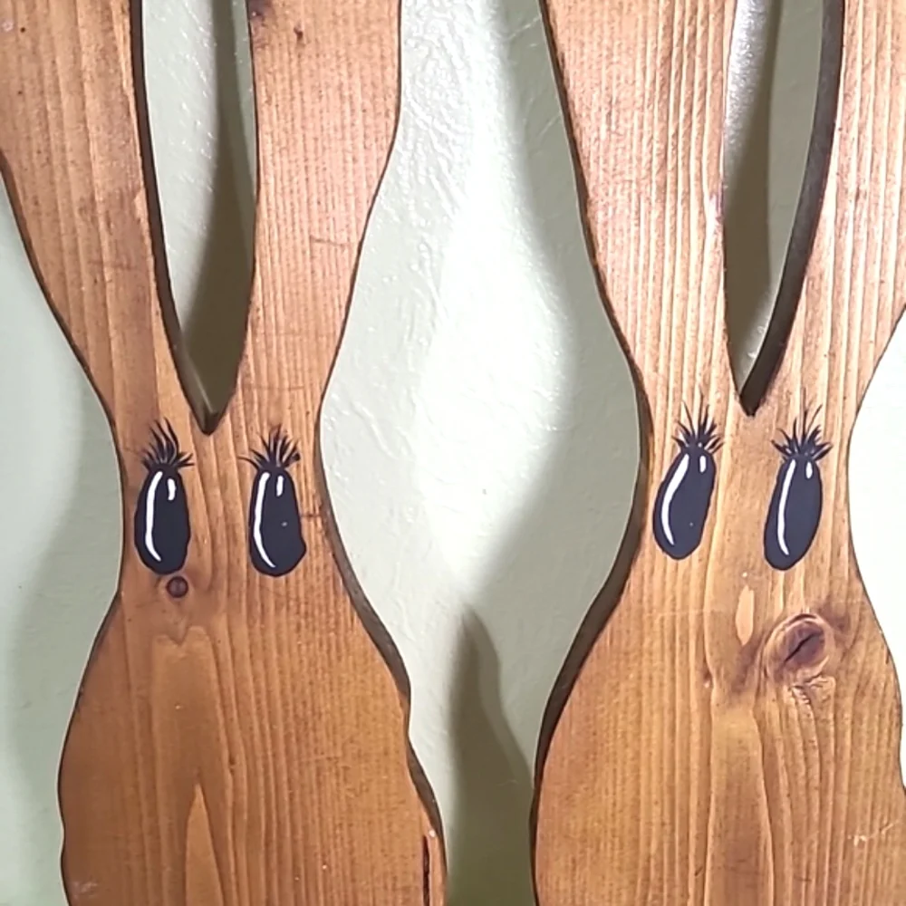 Wooden Rabbits with Big Ears, Set of 2 - Picture 2 of 4